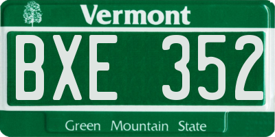VT license plate BXE352