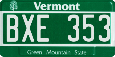 VT license plate BXE353