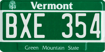 VT license plate BXE354