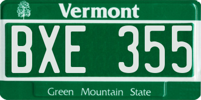 VT license plate BXE355