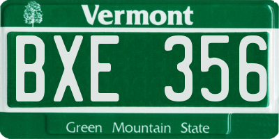 VT license plate BXE356