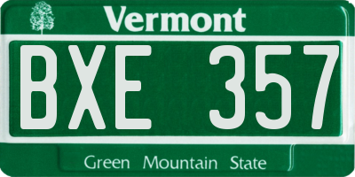 VT license plate BXE357
