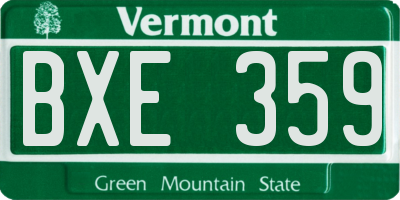 VT license plate BXE359