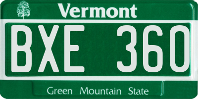 VT license plate BXE360