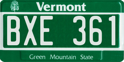 VT license plate BXE361