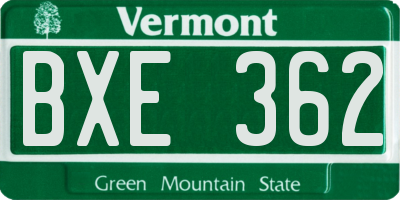 VT license plate BXE362