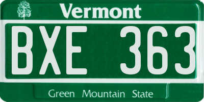 VT license plate BXE363