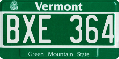 VT license plate BXE364