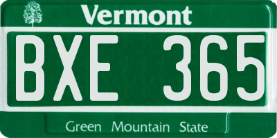 VT license plate BXE365