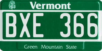 VT license plate BXE366