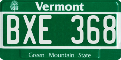 VT license plate BXE368