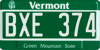 VT license plate BXE374