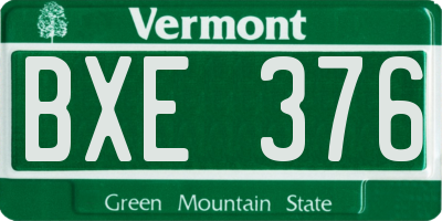 VT license plate BXE376