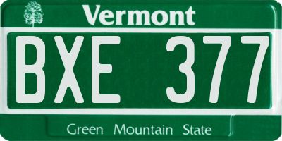 VT license plate BXE377