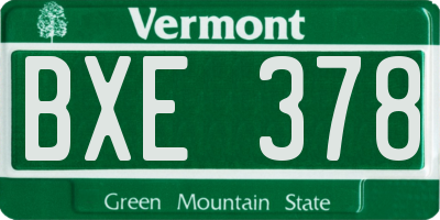 VT license plate BXE378