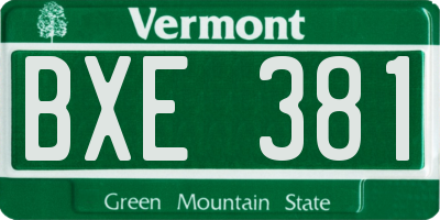 VT license plate BXE381