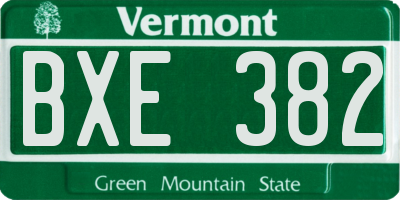 VT license plate BXE382