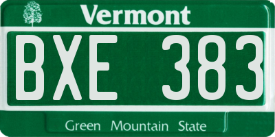 VT license plate BXE383
