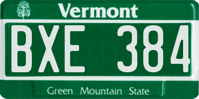 VT license plate BXE384