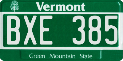 VT license plate BXE385