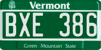 VT license plate BXE386