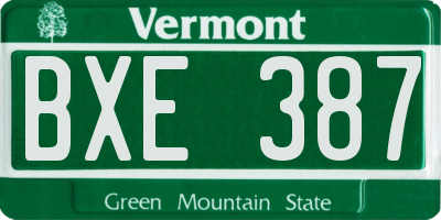VT license plate BXE387