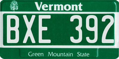 VT license plate BXE392
