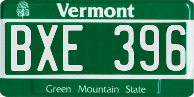 VT license plate BXE396