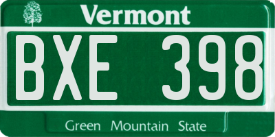 VT license plate BXE398