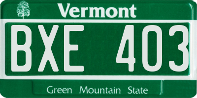 VT license plate BXE403