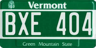 VT license plate BXE404