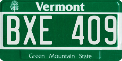 VT license plate BXE409