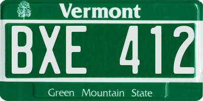 VT license plate BXE412