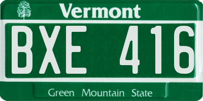 VT license plate BXE416