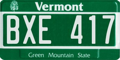 VT license plate BXE417