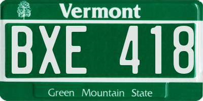 VT license plate BXE418