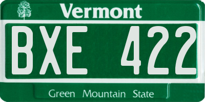 VT license plate BXE422