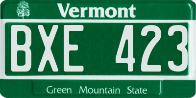 VT license plate BXE423