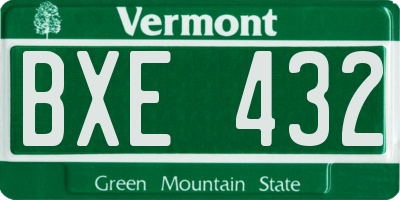 VT license plate BXE432