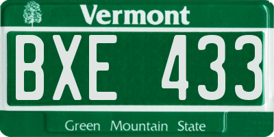 VT license plate BXE433
