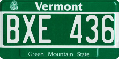 VT license plate BXE436