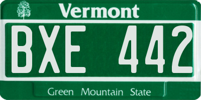 VT license plate BXE442