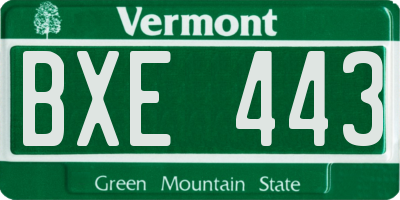 VT license plate BXE443