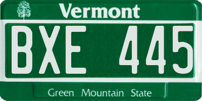 VT license plate BXE445
