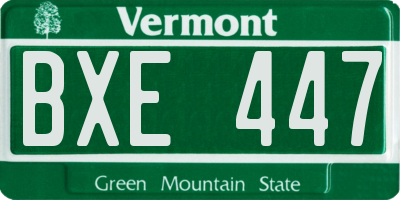 VT license plate BXE447