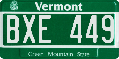 VT license plate BXE449