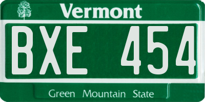 VT license plate BXE454
