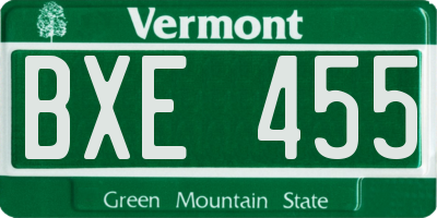 VT license plate BXE455