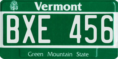 VT license plate BXE456
