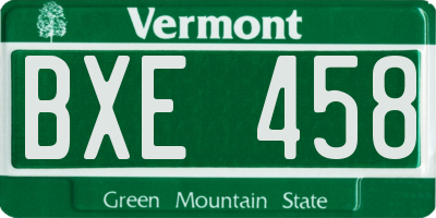 VT license plate BXE458